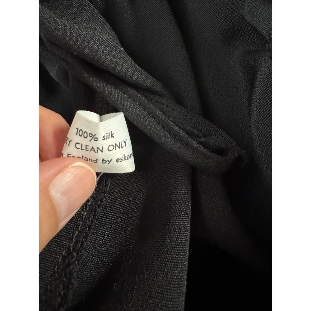 ESKANDAR 100% Silk Wide Leg Trousers Pants Size 1 Pull-On Black Midnight - Picture 10 of 10